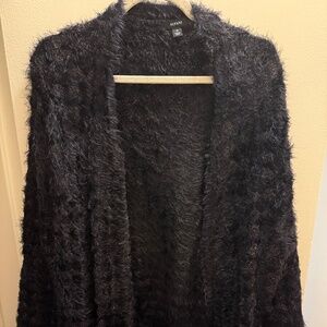 Alfani Black Fuzzy Knit Open Cardigan w/ Subtle Sparkle – Size 3X